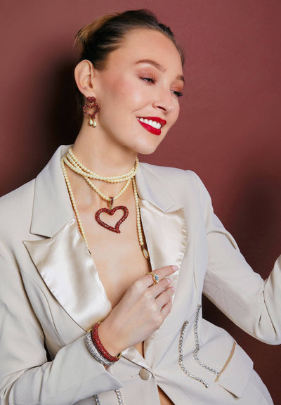 Heidi Daus®"Open Heart Pendant" Beaded Crystal Heart Enhancer Lariat Necklace HEIDI DAUS®