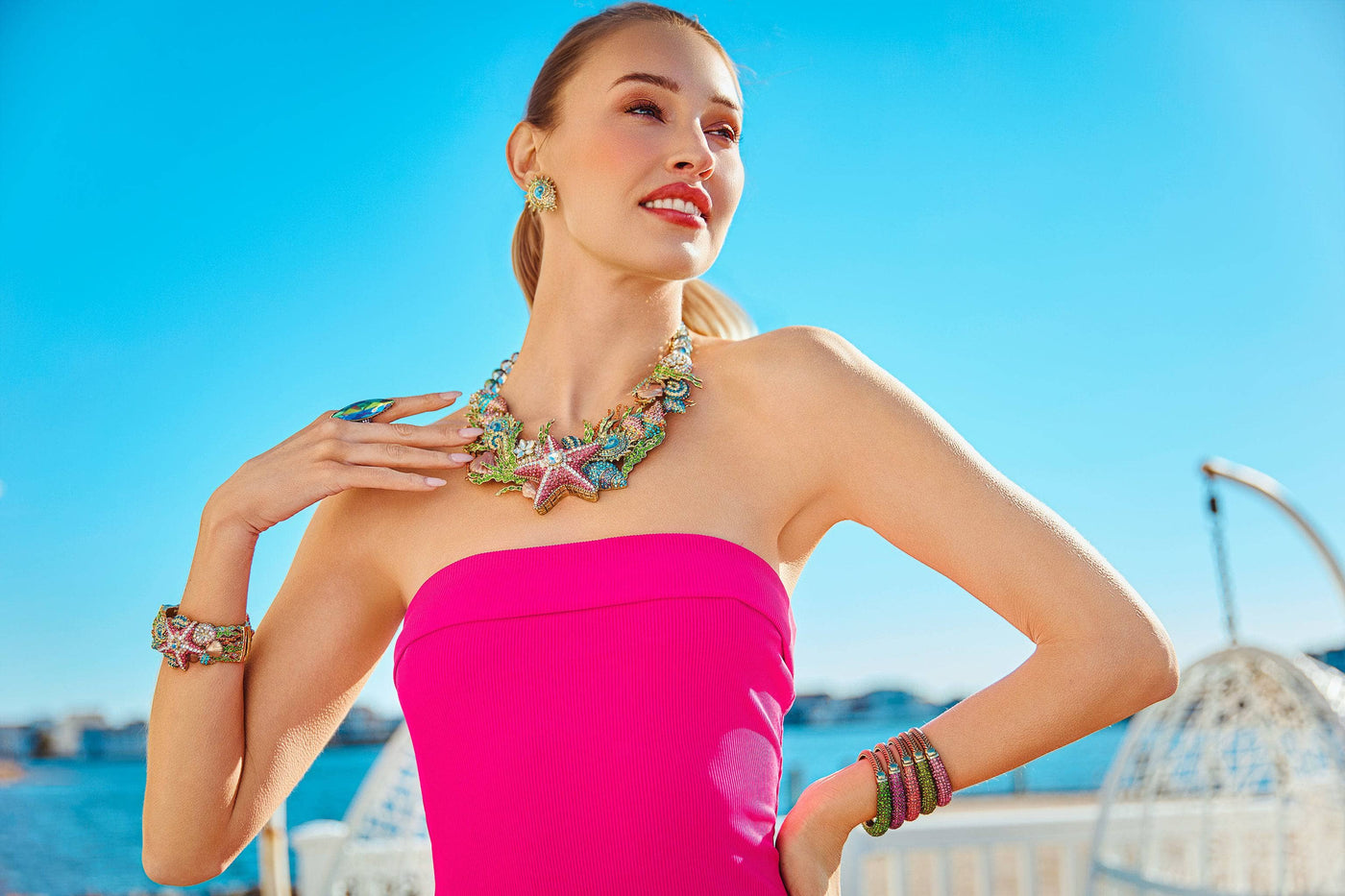 HEIDI DAUS® "Ocean View" Crystal & Enamel Statement Necklace