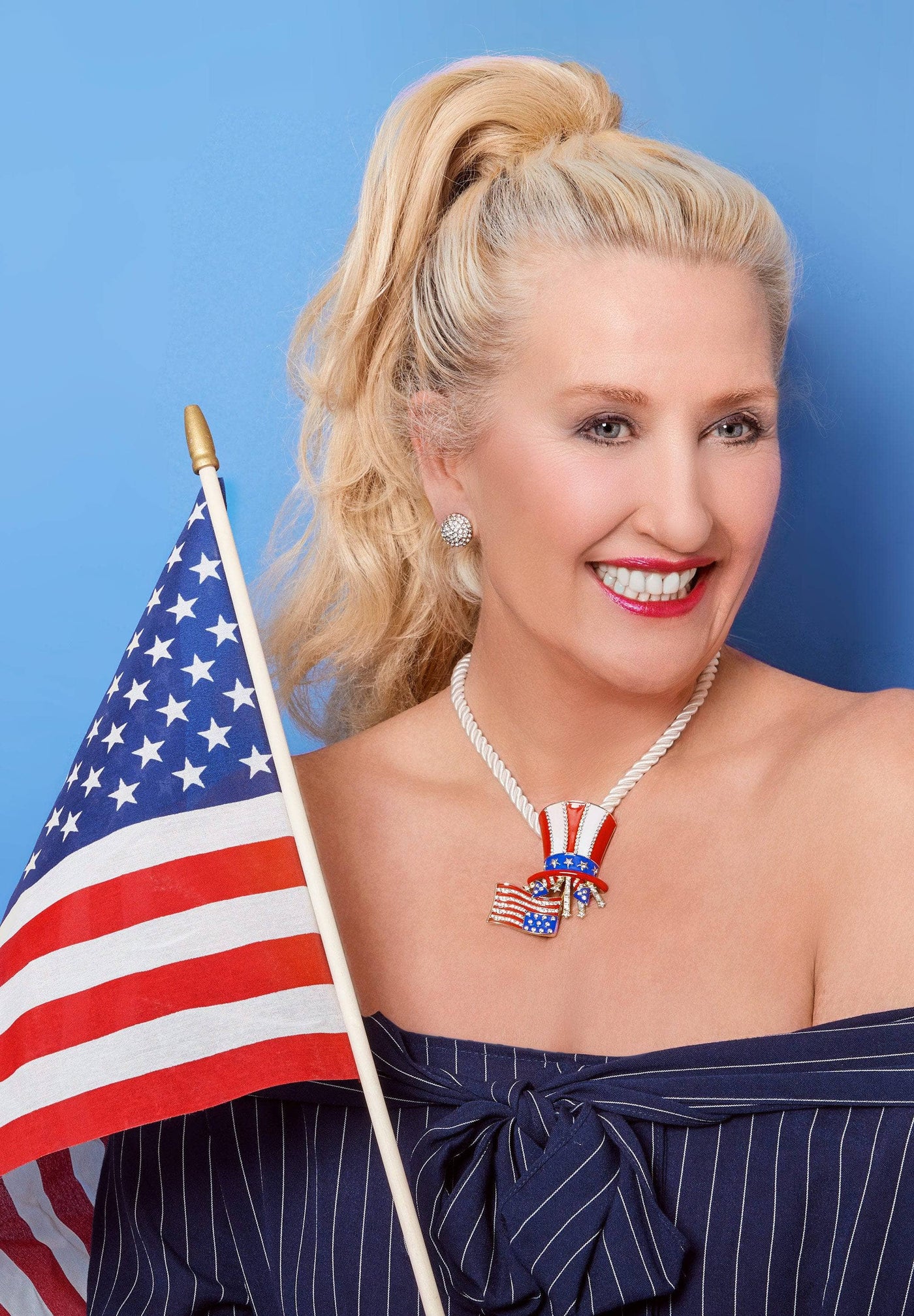 HEIDI DAUS®"Rocket's Red Glare" Crystal & Enamel Patriotic Hat Pin