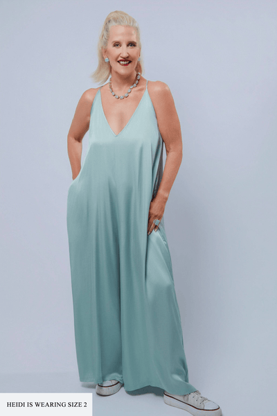 HEIDI DAUS®"New Elegance" Satin Wide Leg Jumpsuit