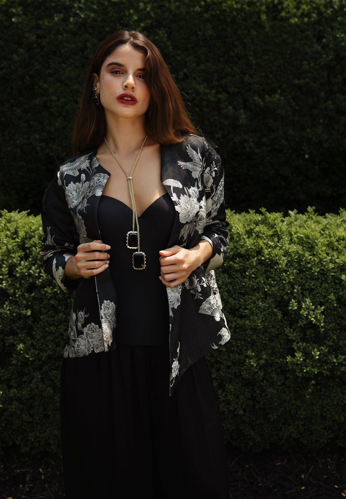 HEIDI DAUS® "Forever Fabulous" Hi Lo Asymmetrical Chinoiserie Print Jacket