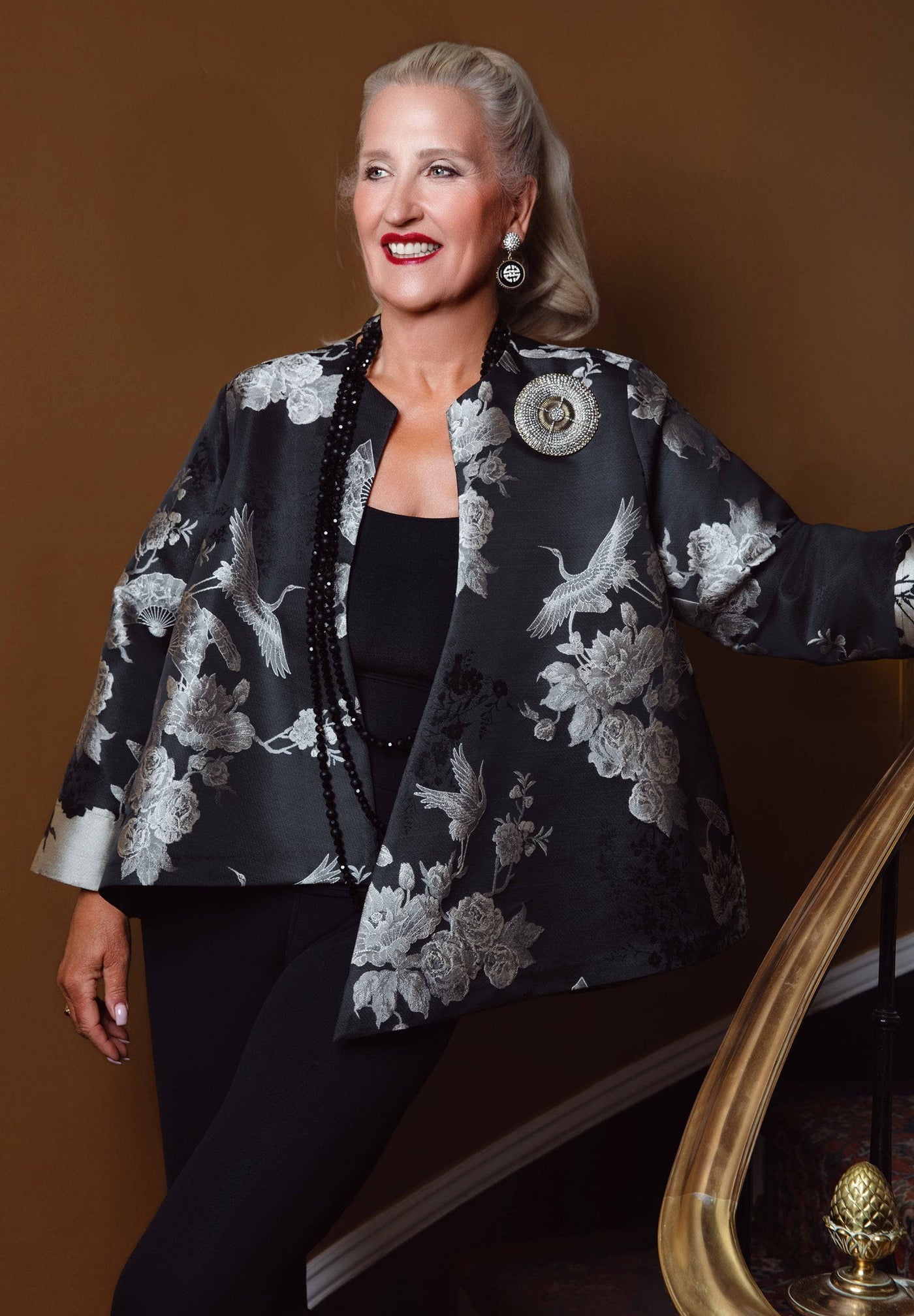 HEIDI DAUS® "Forever Fabulous" Hi Lo Asymmetrical Chinoiserie Print Jacket