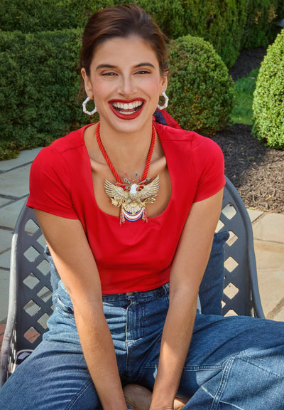 HEIDI DAUS®"Freedom Reigns" Crystal & Enamel Patriotic Eagle Pin