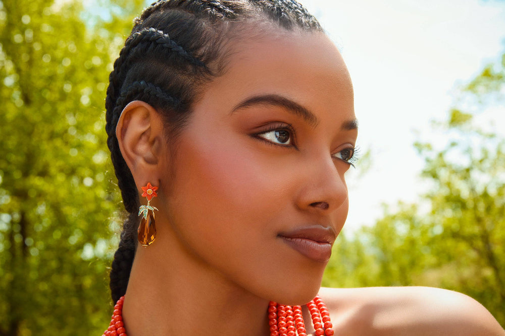 HEIDI DAUS®"Tale Of Two Tigers" Crystal Floral Drop Earrings HEIDI DAUS®