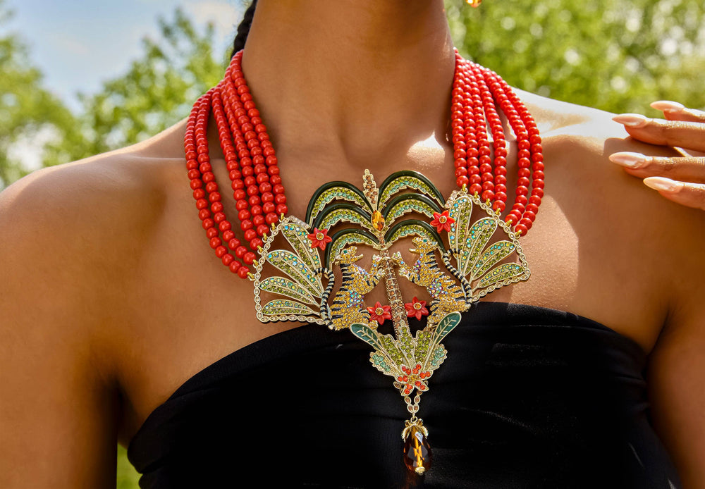HEIDI DAUS®"Tale Of Two Tigers" Beaded Crystal Tiger Necklace HEIDI DAUS®