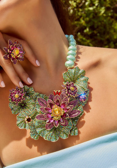 HEIDI DAUS®"Water Lilly" Crystal Floral Button Earrings