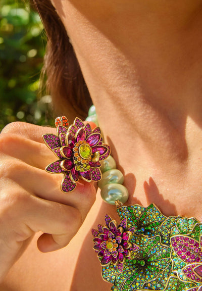 HEIDI DAUS®"Water Lilly" Crystal Floral Button Earrings