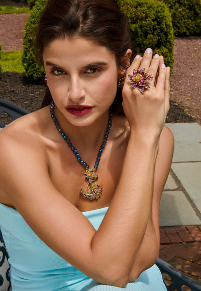 HEIDI DAUS® "Blooming Anchor" Beaded Crystal Floral Anchor Necklace