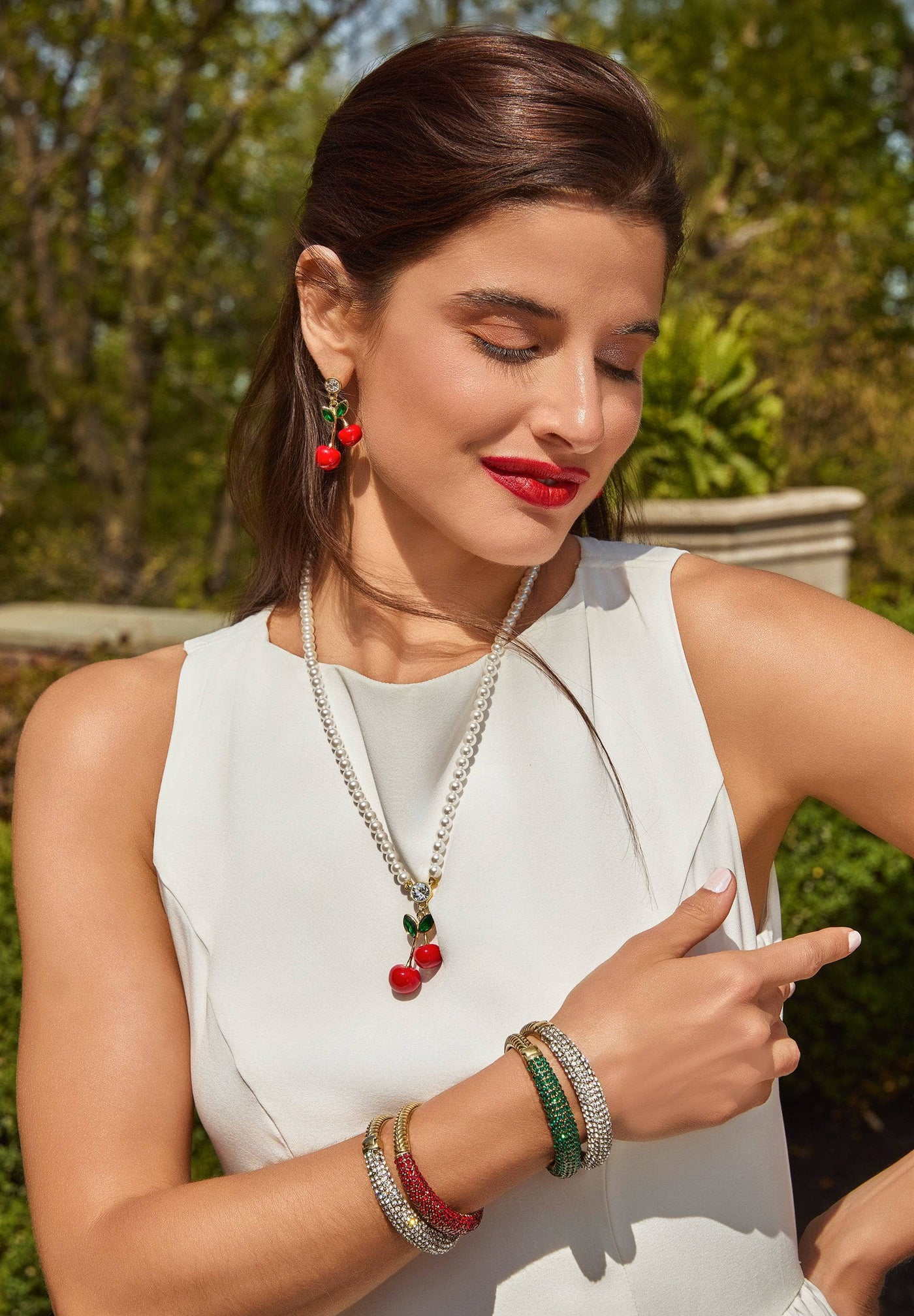 HEIDI DAUS®"Just Cheer-ific" Crystal & Enamel Cherry Earrings