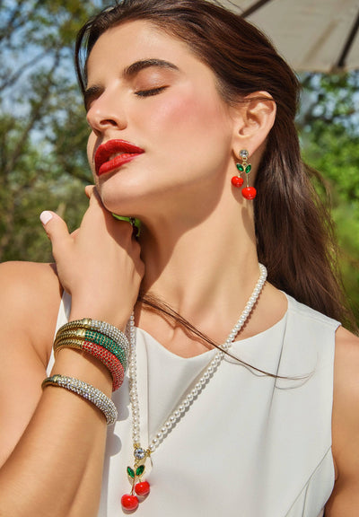 HEIDI DAUS®"Just Cheer-ific" Crystal & Enamel Cherry Earrings
