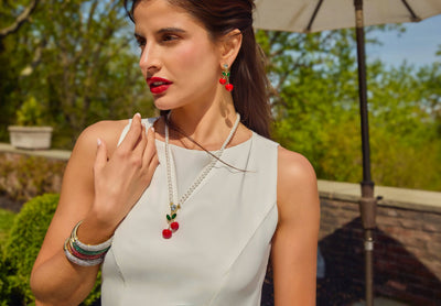 HEIDI DAUS®"Just Cheer-ific" Crystal & Enamel Cherry Earrings