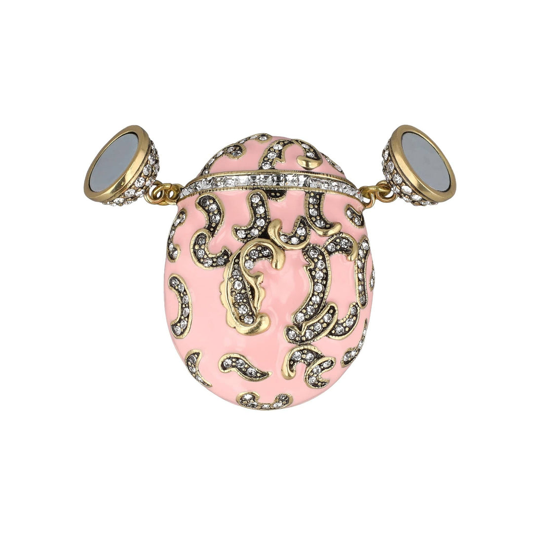 Broche Heidi Daus - Lapin Émaillé Aux Yeux Bleus Sur Fond Fleuri - Neuf Sans Boîte