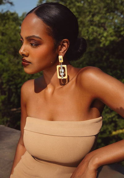 HEIDI DAUS®"Thoroughly Modern" Crystal & Enamel Mid Century Drop Earrings