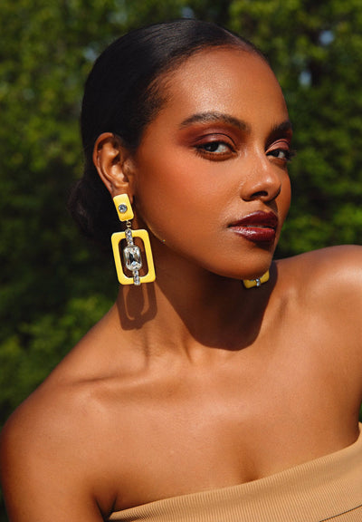 HEIDI DAUS®"Thoroughly Modern" Crystal & Enamel Mid Century Drop Earrings