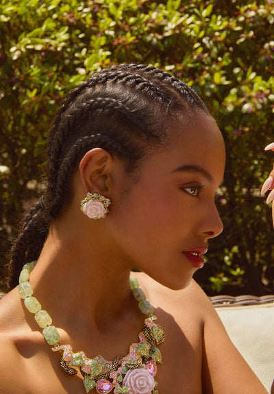 HEIDI DAUS®"Unconditional Love" Crystal & Enamel Rose Button Earrings