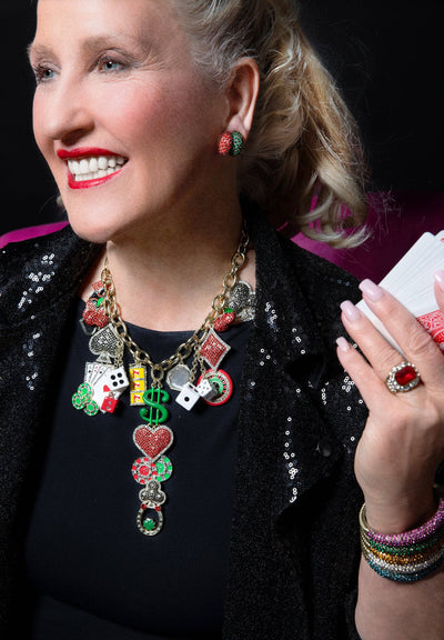 Heidi Daus®"Lady Luck" Crystal & Enamel Chain Charm Necklace