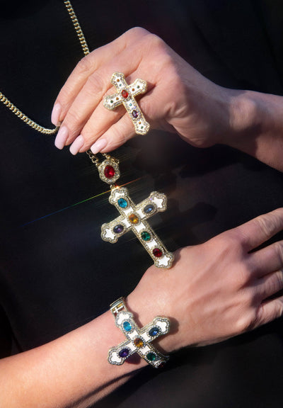 HEIDI DAUS®"Pure Heaven" Crystal & Enamel Chain Cross Necklace