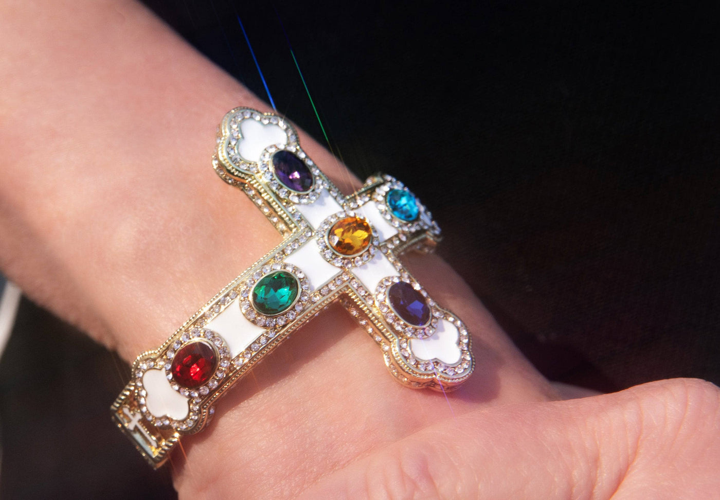 Heidi Daus®"Pure Heaven" Crystal & Enamel Cross Bracelet