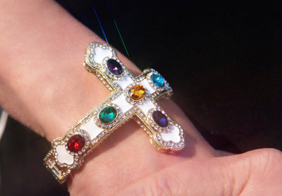 Heidi Daus®"Pure Heaven" Crystal & Enamel Cross Bracelet