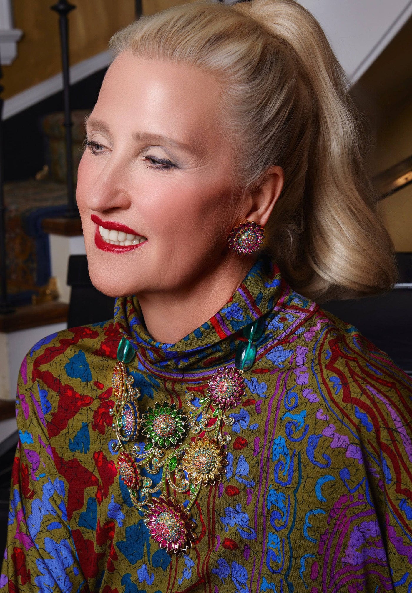 HEIDI DAUS®"Solaris" Beaded Crystal Floral Statement Necklace