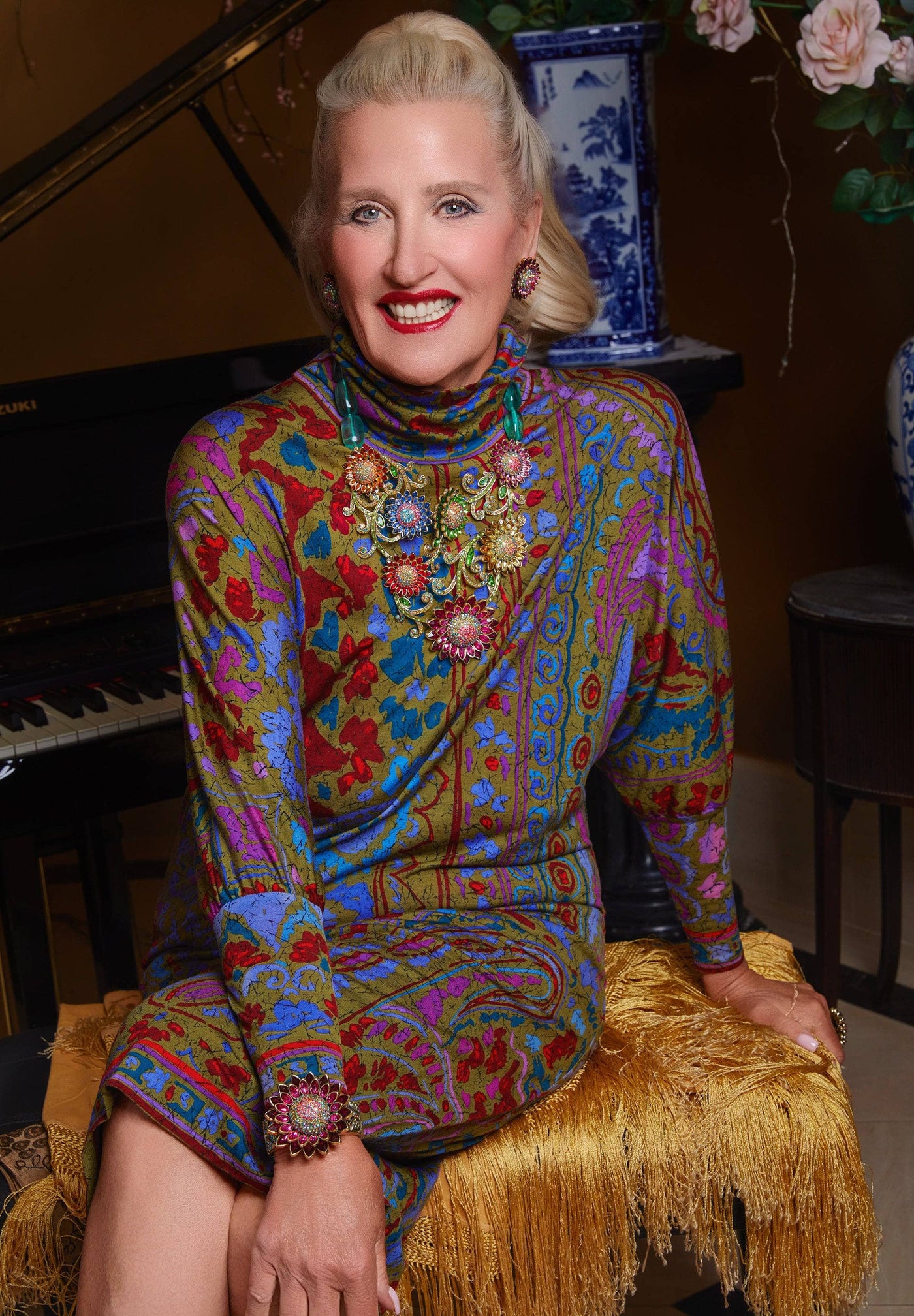 HEIDI DAUS®"Solaris" Beaded Crystal Floral Statement Necklace