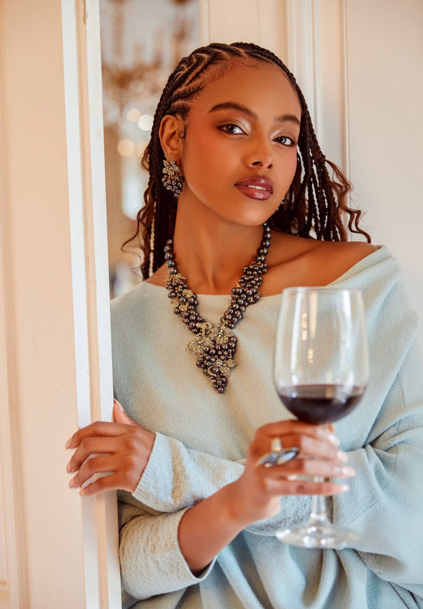 HEIDI DAUS®“Intoxicating Elegance” Beaded Crystal Vineyard Leaf & Grapevine Necklace