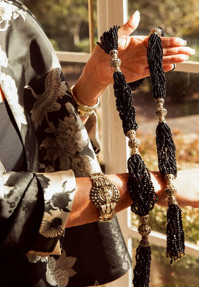 HEIDI DAUS® “Wrapped in Elegance” Grande Art Deco Crystal Tassel Lariat Necklace