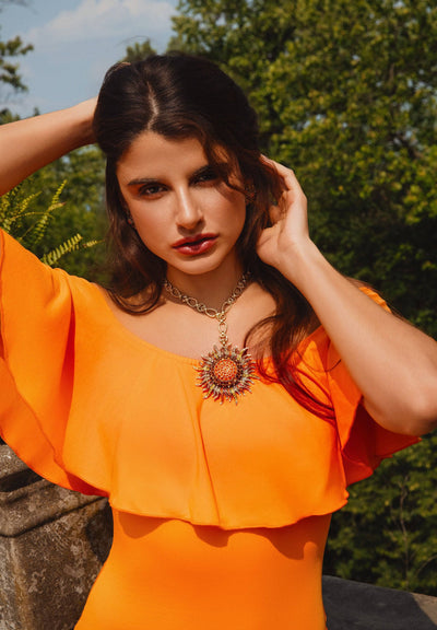 Heidi Daus®"Sun Queen" Crystal Button Sun Earring
