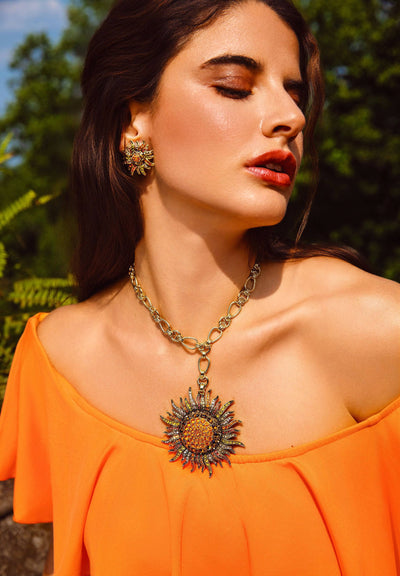 Heidi Daus®"Sun Queen" Crystal Button Sun Earring
