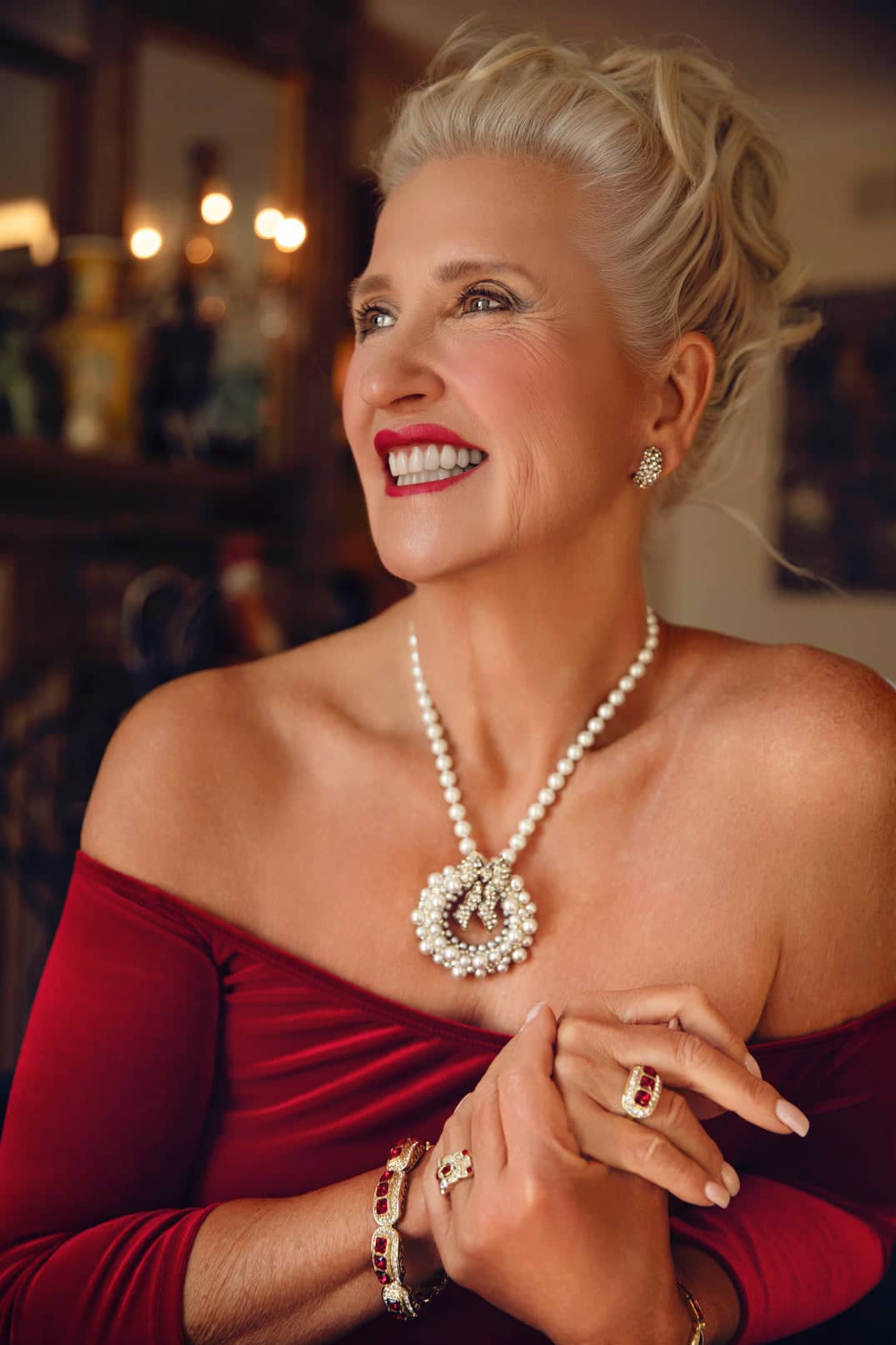 HEIDI DAUS® "Cultured Christmas" Holiday Wreath Enhancer/Pin & Necklace