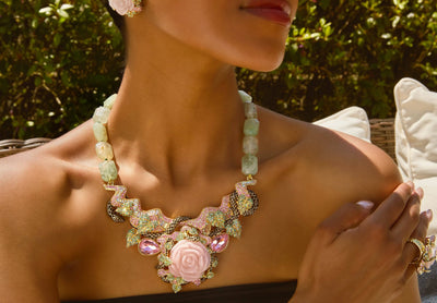 HEIDI DAUS®"Unconditional Love" Beaded Crystal & Enamel Rose Necklace