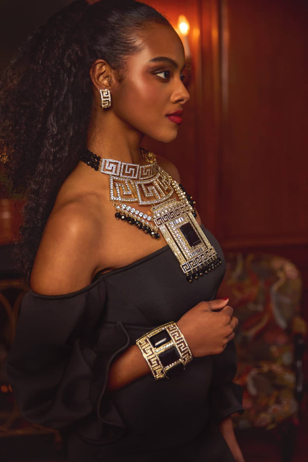 HEIDI DAUS®"Fabulous Greek Key" Crystal Half Hoop Earrings