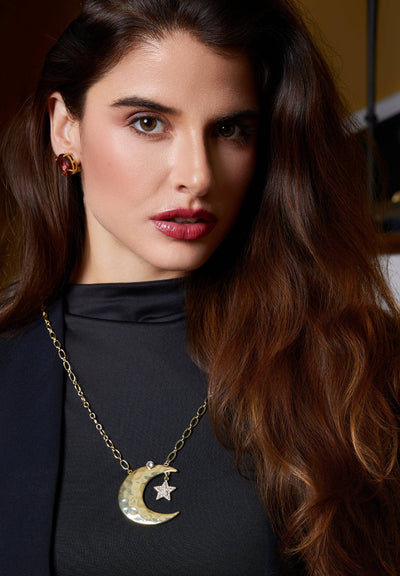 HEIDI DAUS® "Twinkling Crescent" Crystal & Chain Crescent Moon Necklace