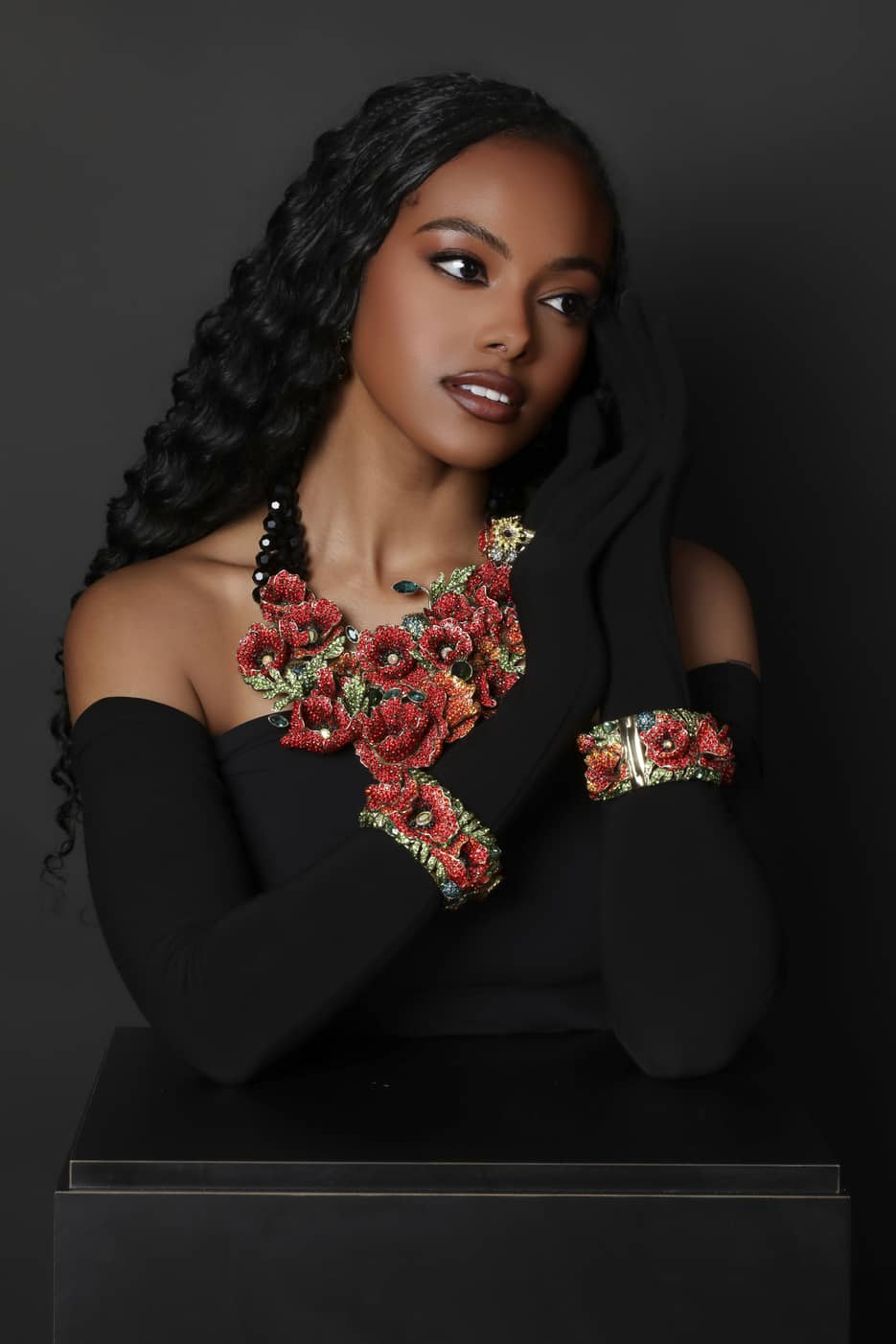 HEIDI DAUS® "Empress of the Bloom" Crystal Poppy Statement Bracelet