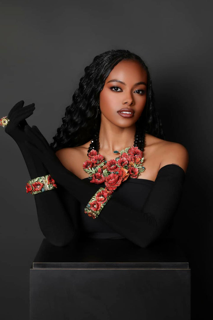 HEIDI DAUS® "Empress of the Bloom" Crystal Poppy Statement Bracelet