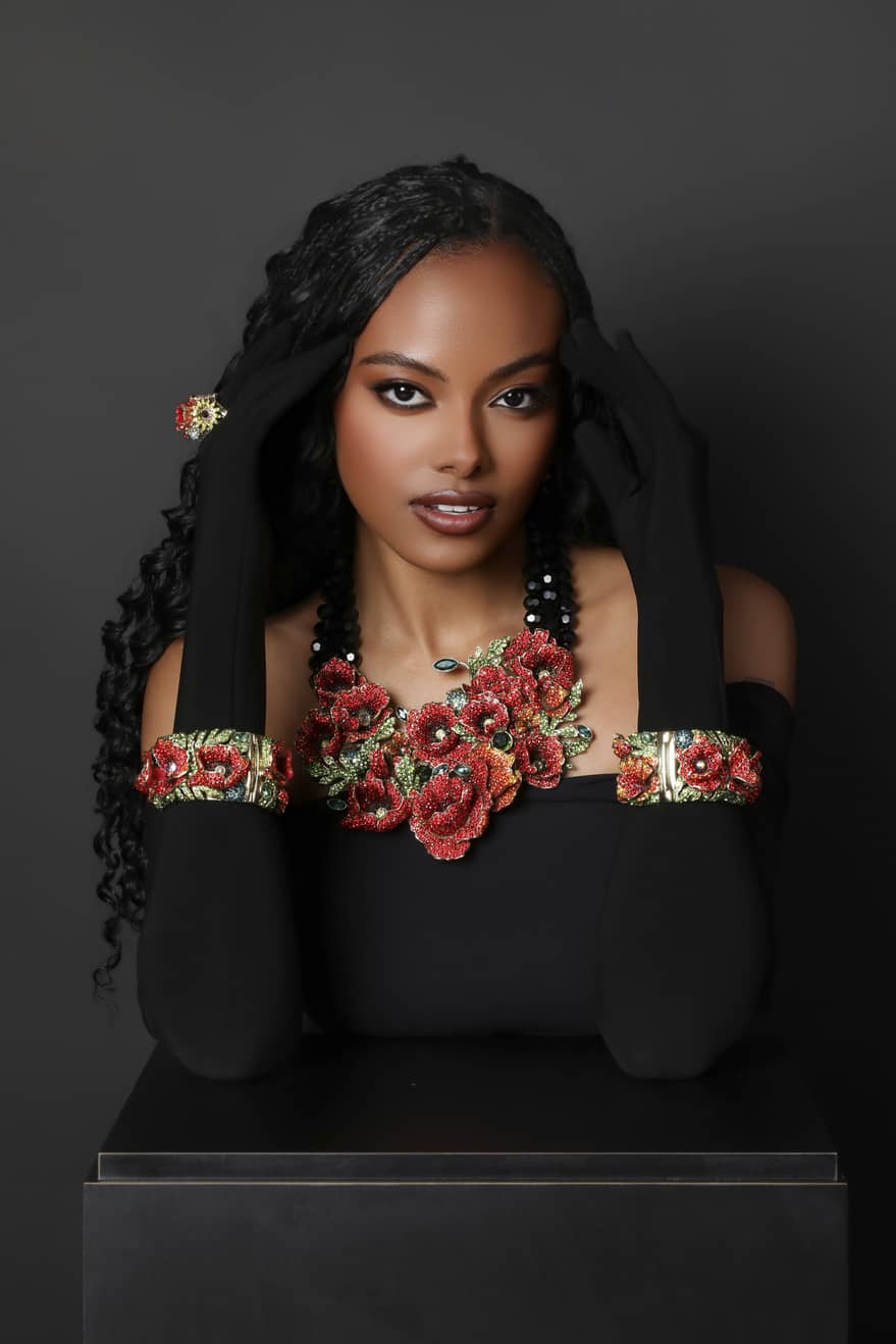 HEIDI DAUS® "Empress of the Bloom" Crystal Poppy Statement Bracelet