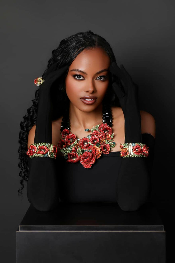 HEIDI DAUS® "Empress of the Bloom" Crystal Poppy Statement Bracelet