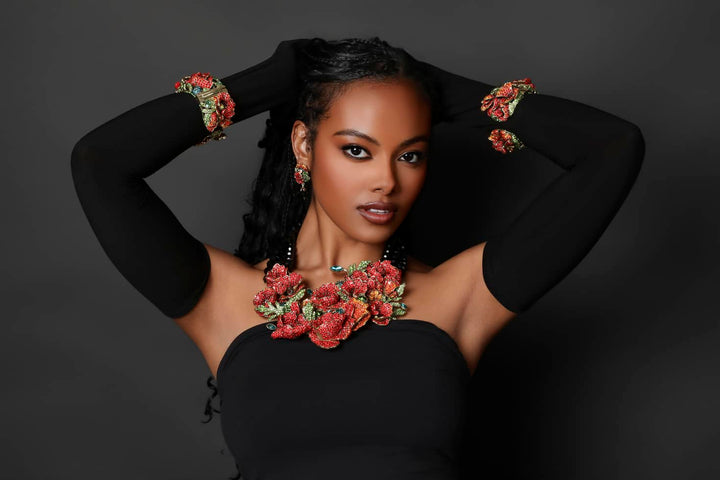 HEIDI DAUS® "Empress of the Bloom" Crystal Poppy Statement Bracelet