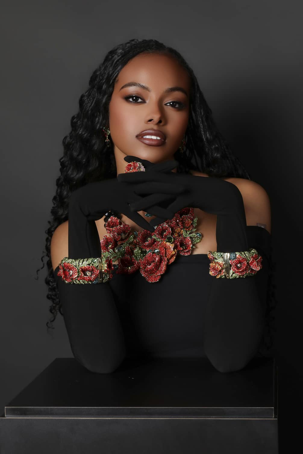 HEIDI DAUS® "Empress of the Bloom" Crystal Poppy Statement Bracelet