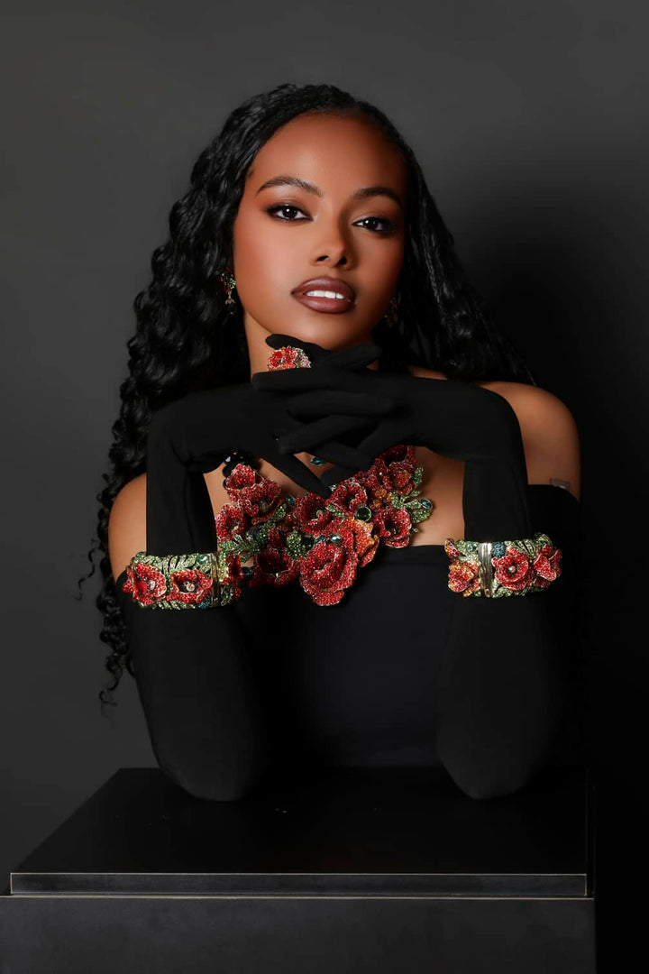 HEIDI DAUS® "Empress of the Bloom" Crystal Poppy Statement Bracelet