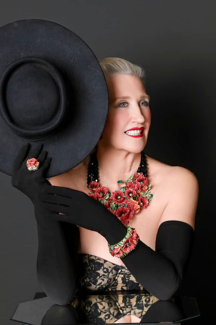 HEIDI DAUS® "Empress of the Bloom" Crystal Poppy Statement Bracelet