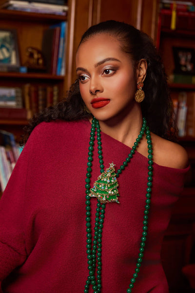 Heidi Daus® Elegant Essentials “Genuine Green Agate Grande Strand Necklace”