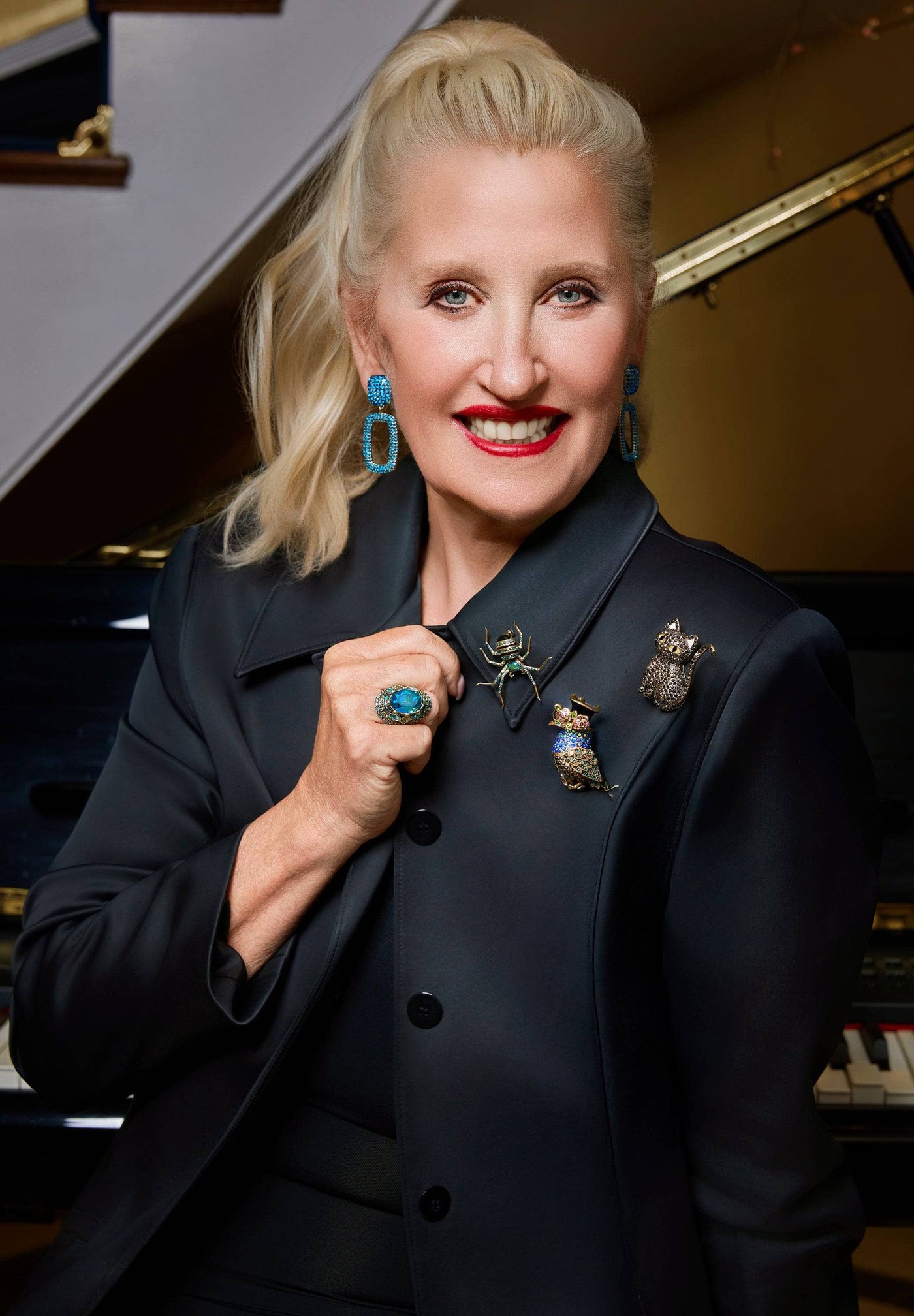 Heidi Daus® “Trick-or-Treat Sparkle Trio” Halloween Crystal Pin/Brooch Set – Raven, Cat & Spider