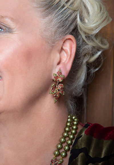 Heidi Daus® "Many Hues Of Autumn" Crystal Leave Dangle Earrings