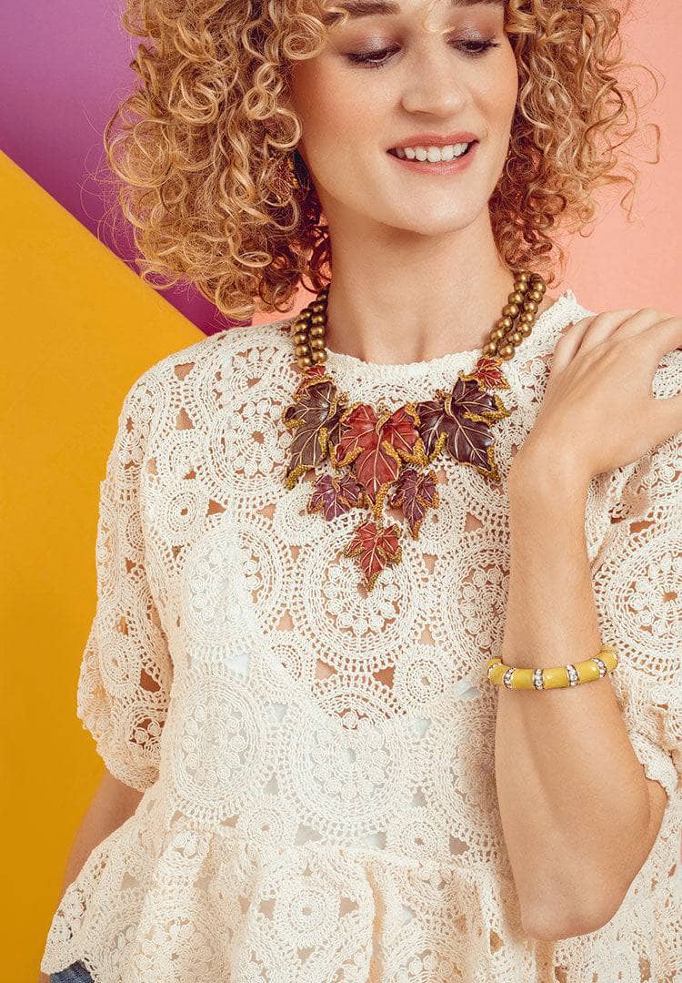 HEIDI DAUS®"Many Hues of Autumn" Crystal & Enamel Floral Necklace