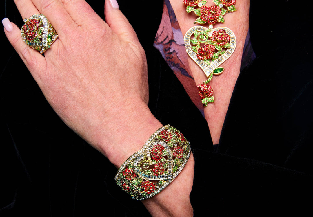 HEIDI DAUS®"Red Queen" Crystal Heart Floral Bracelet HEIDI DAUS®