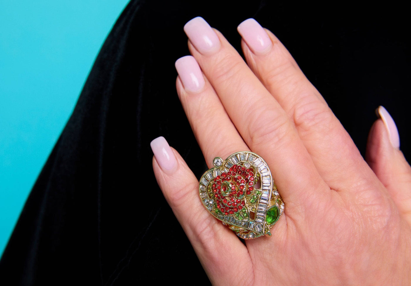 HEIDI DAUS®"Red Queen" Crystal Heart Floral Ring