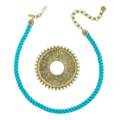 Heidi Daus®"Hammered Disc" Enamel & Crystal Cord Enhancer Necklace HEIDI DAUS®