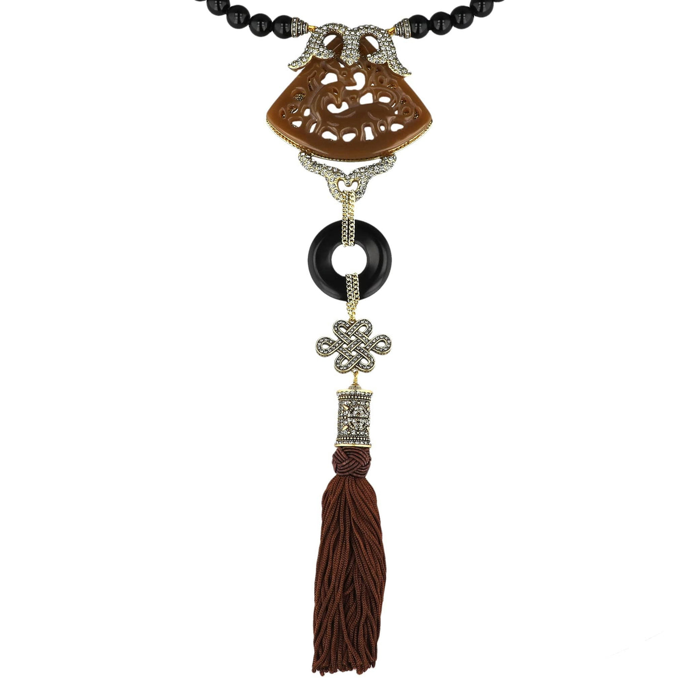 HEIDI DAUS® "Carved Artistry" Crystal Chinoiserie Tassel Necklace