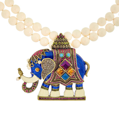 HEIDI DAUS®"Michelle's Majestic" Beaded Crystal Enamel Elephant Necklace